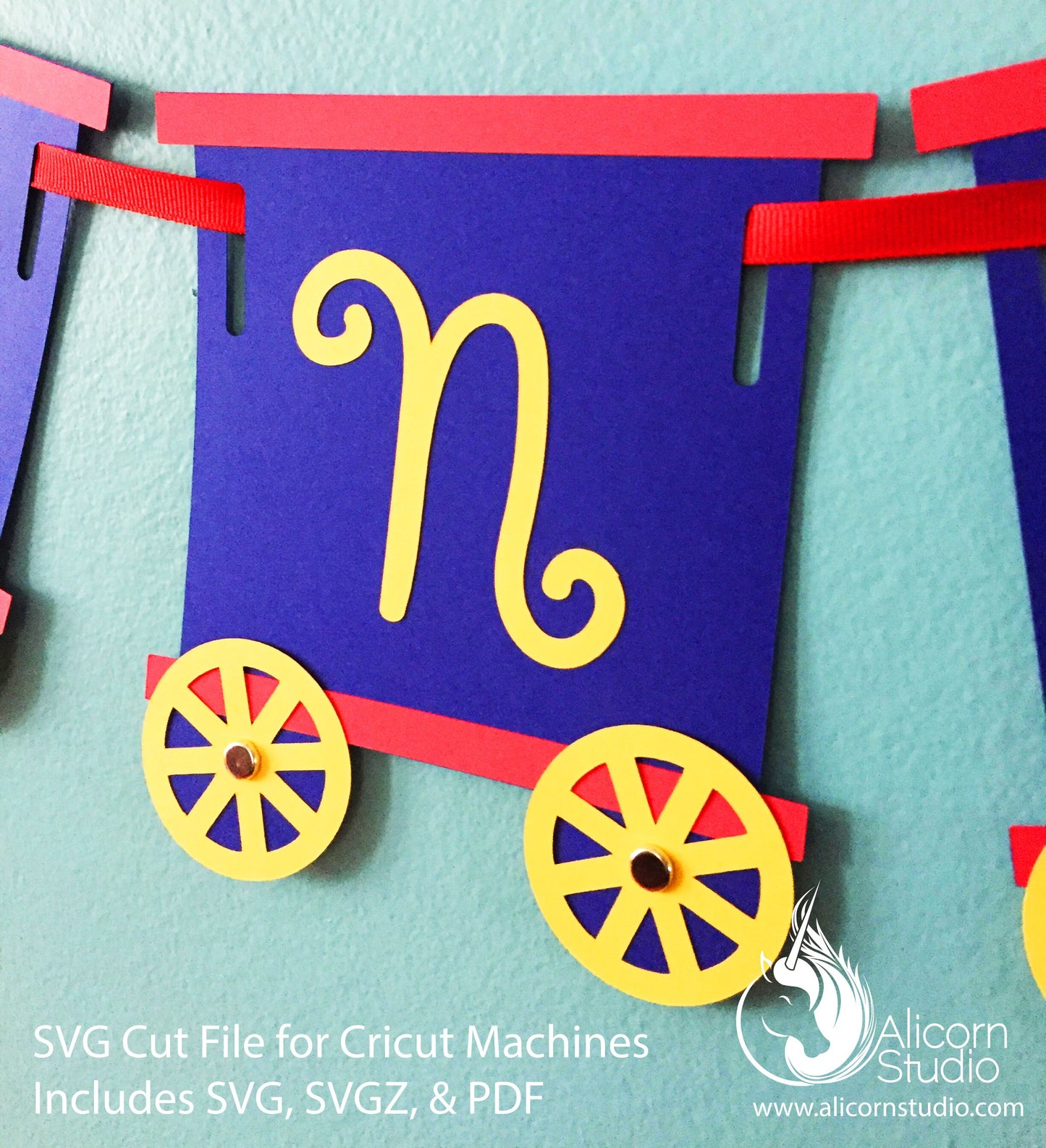 Train Banner Bunting SVG File Cut File for Cricut Kids Birthday Party Decor