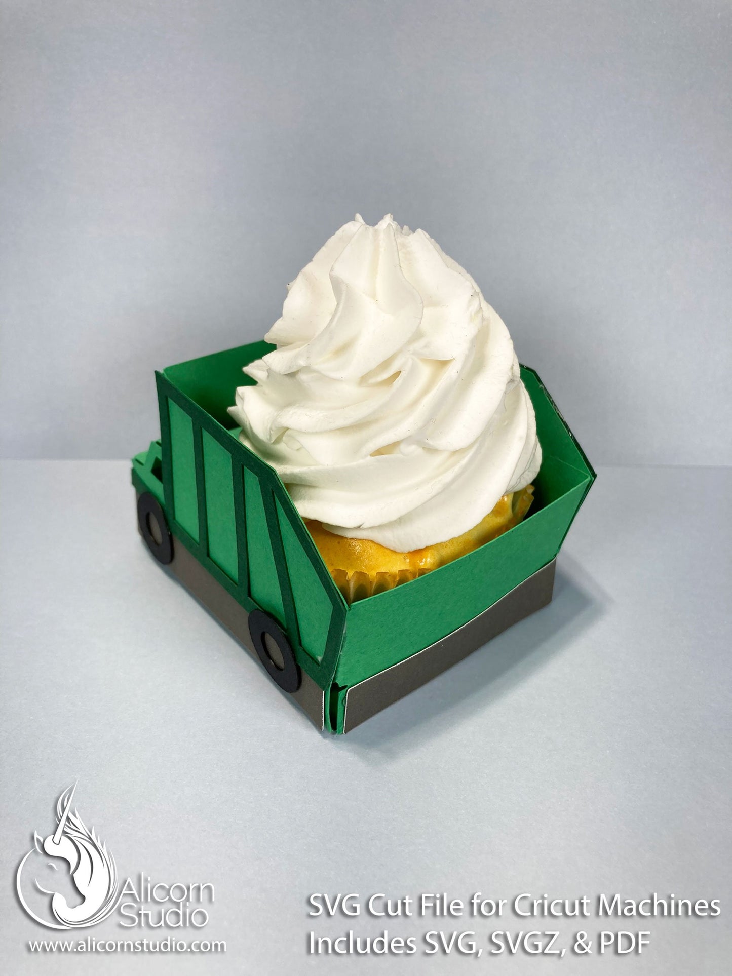 Garbage Truck SVG Cricut Cut File 3D Paper Favor Cupcake Wrap Liner Wrapper Birthday Party Decor