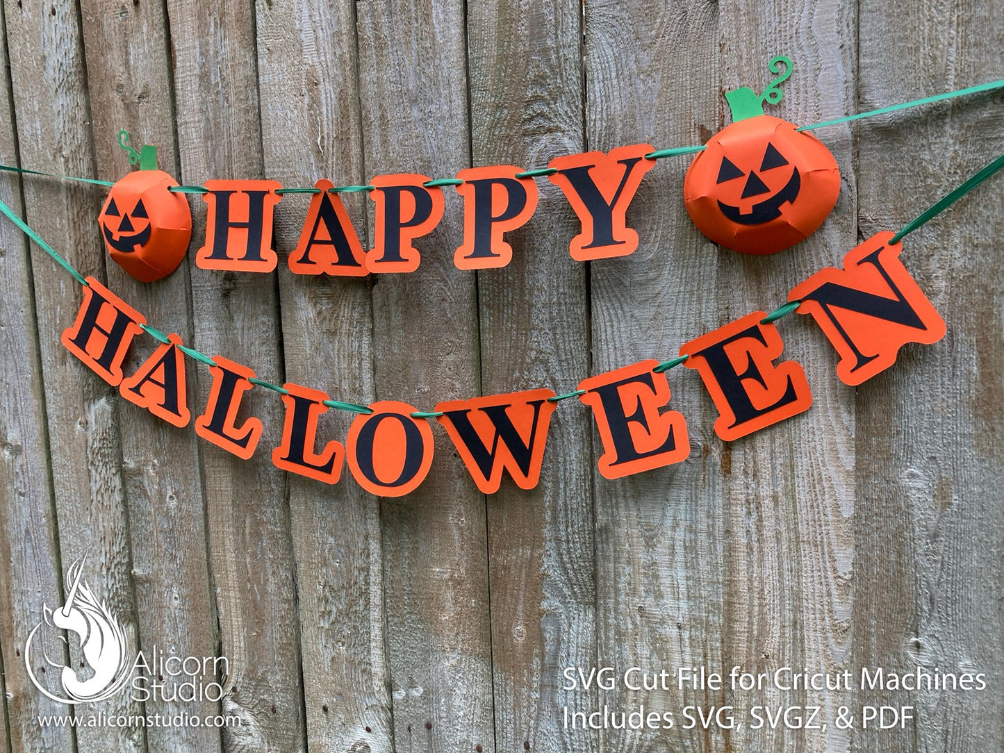 Halloween Cricut SVG 3D Paper Jack o Lantern Pumpkin Banner Bunting Cut File for Decor