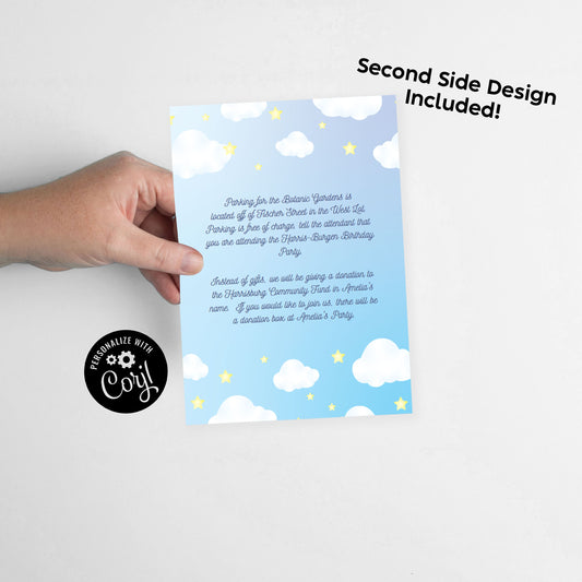 Over the Moon and Stars Invitation Baby Shower Birthday Party Editable Digital Download Cute