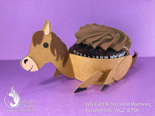 Horse Cricut Cupcake 3D SVG Cut File for Paper Wrap Liner Wrapper Cowgirl Country Party Decor