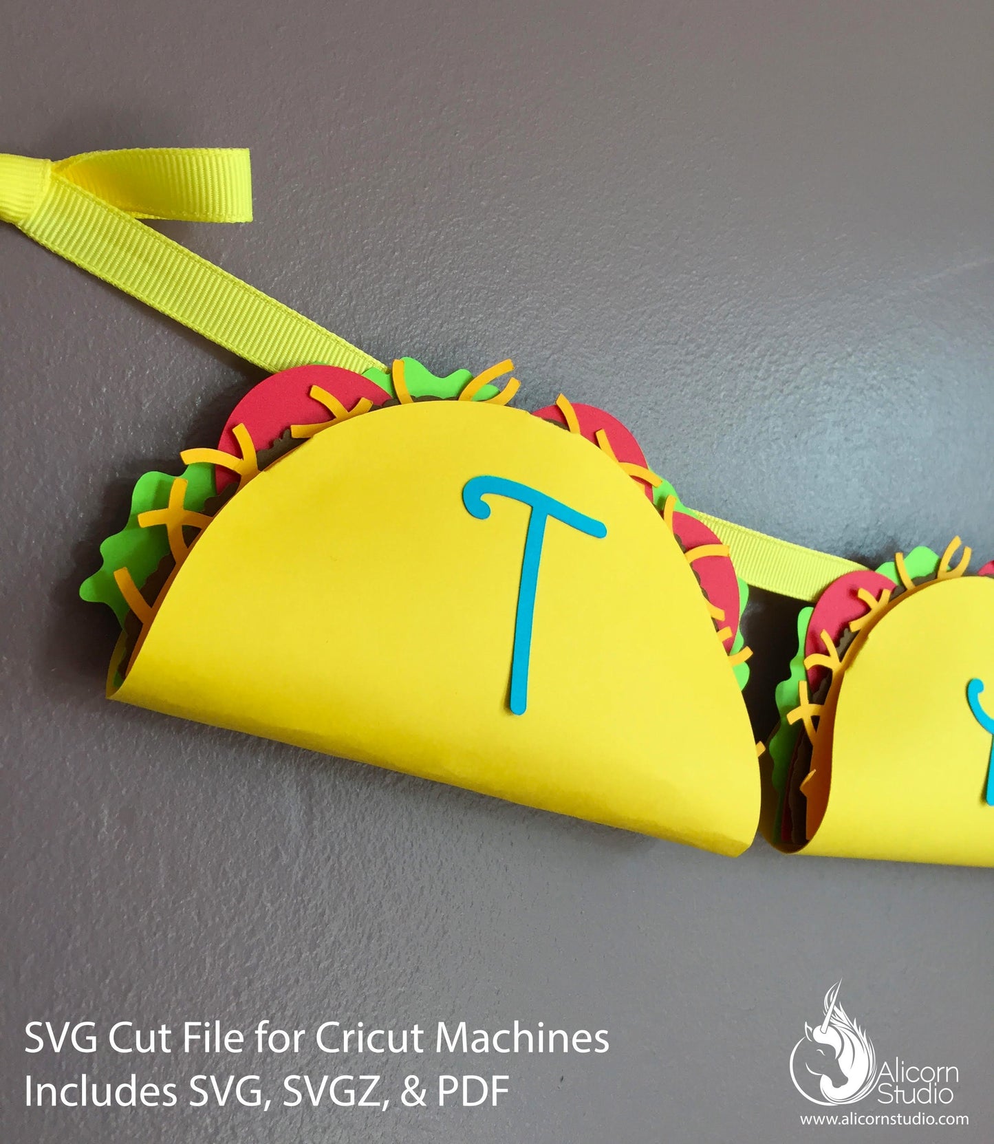 3D Paper Taco Banner Bunting SVG File Cut File for Cricut Mexican Fiesta Kids Birthday Party Decor
