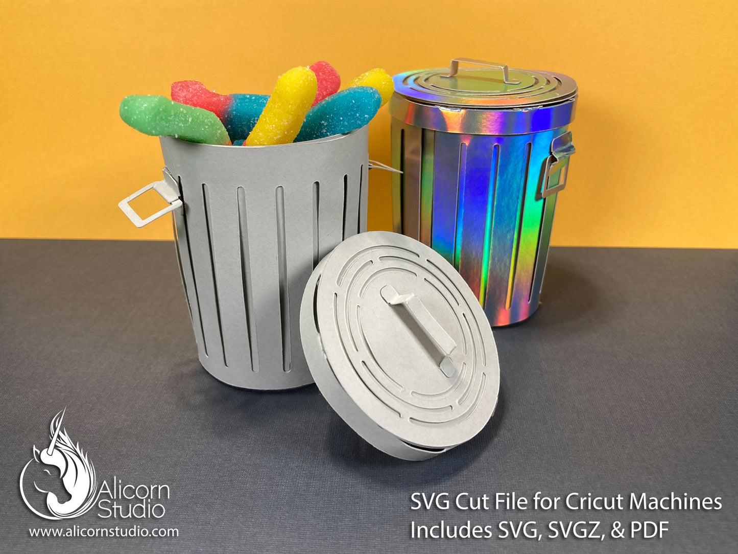 3D Paper Trash Can-SVG File Paper Cut File for Cricut Birthday Party Decor Favor Box