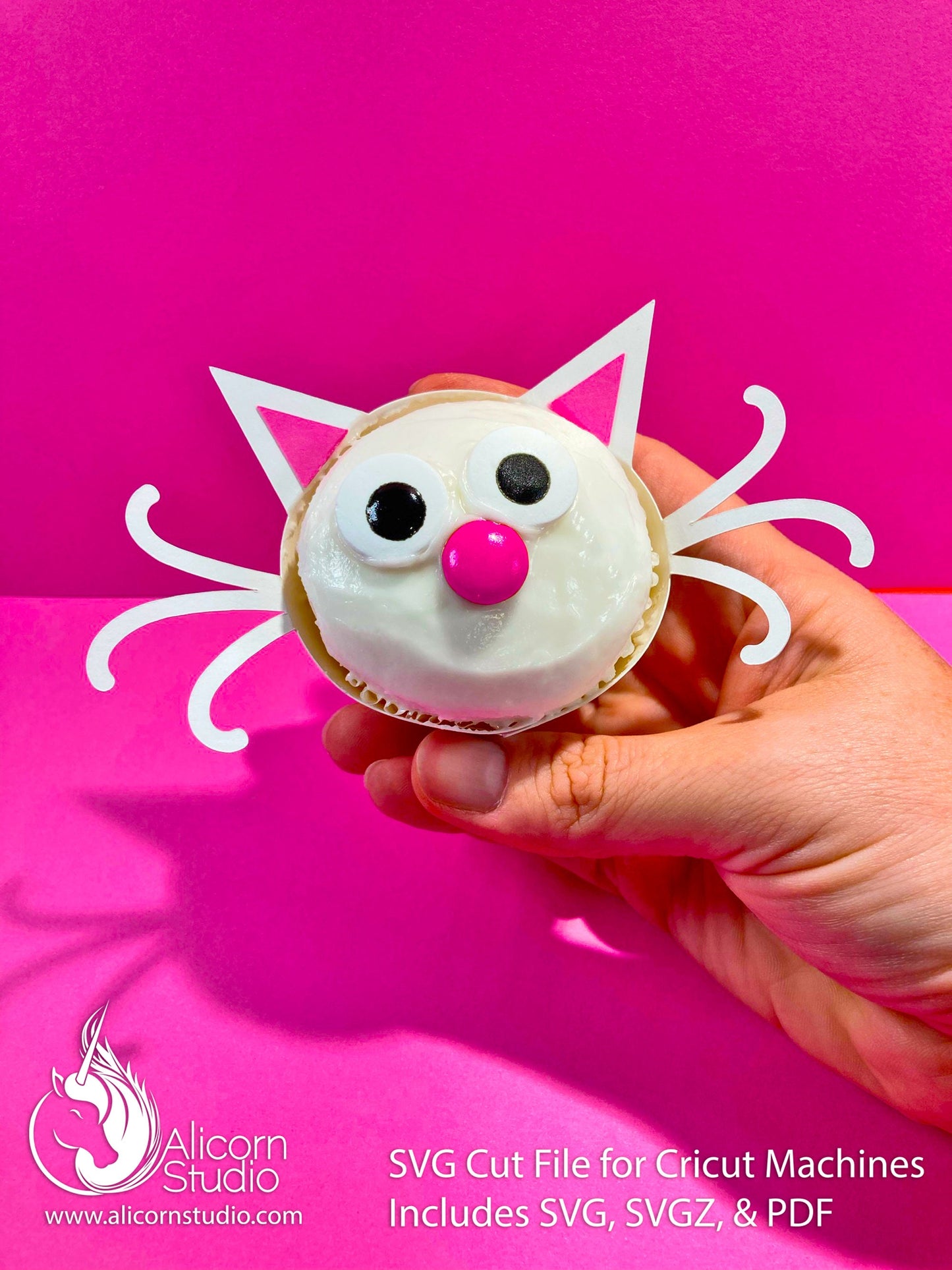 Kitty Cat Face 3D Cupcake Wrap Paper SVG Cut File for Cricut Liner Wrapper Party Decor