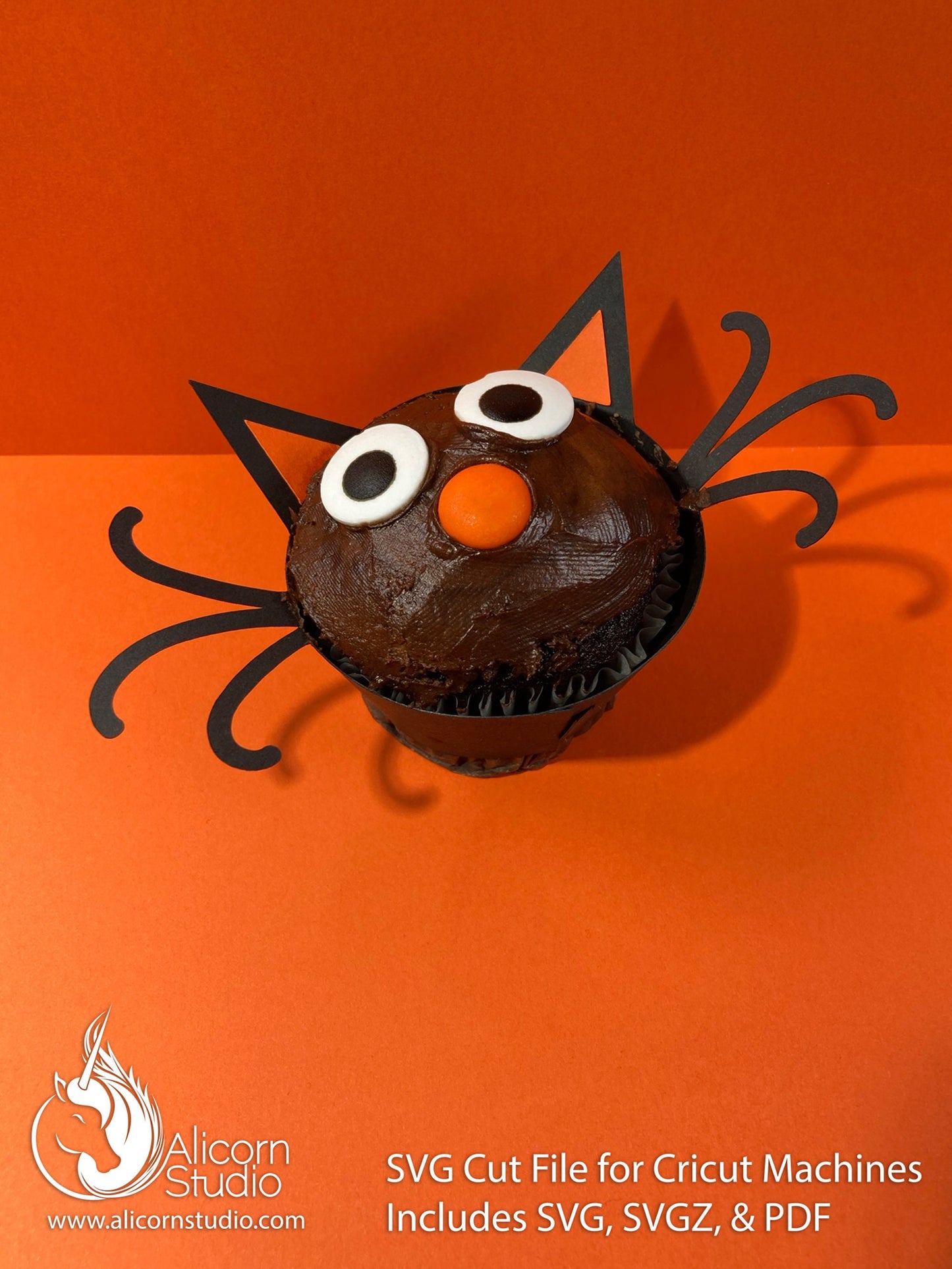 Halloween Black Cat Face 3D Cupcake Wrap Paper SVG Cut File for Cricut Liner Wrapper Party Decor