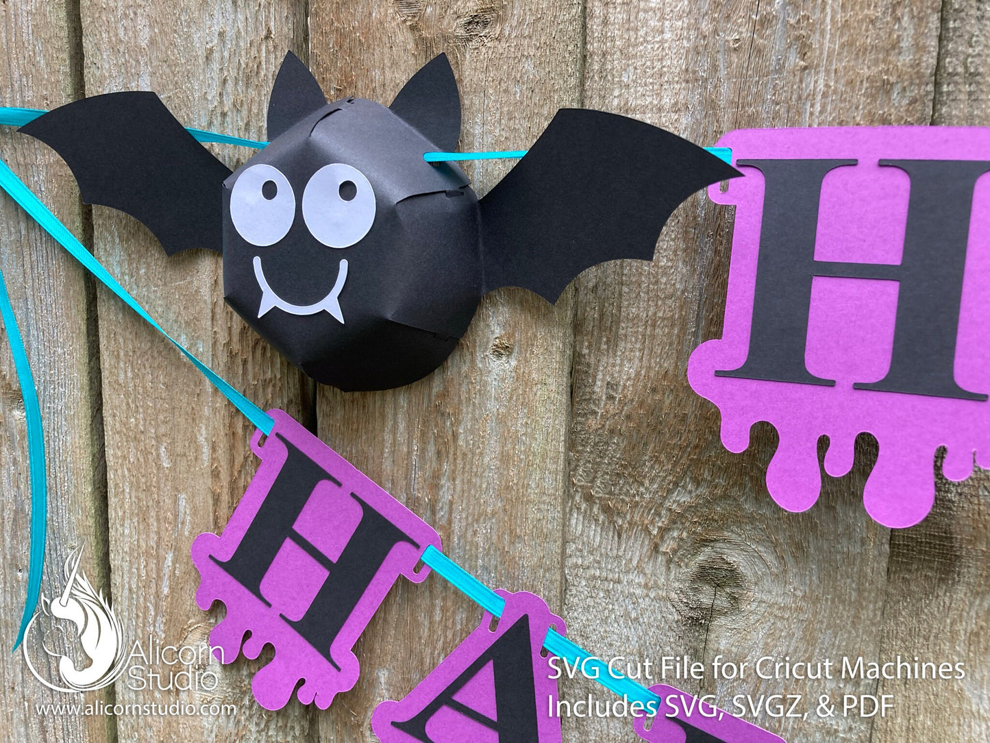 3D Halloween Bat Cricut SVG Paper Banner Bunting Cut File for Decor