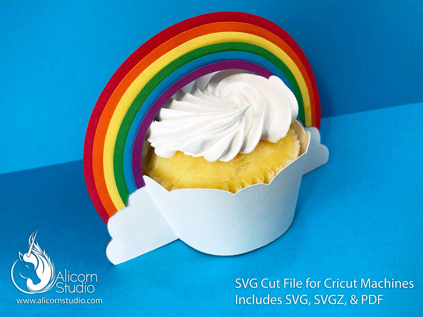 Rainbow Cupcake Liner Wrapper 3D Paper SVG File Cut File for Cricut Wrap Party Decor