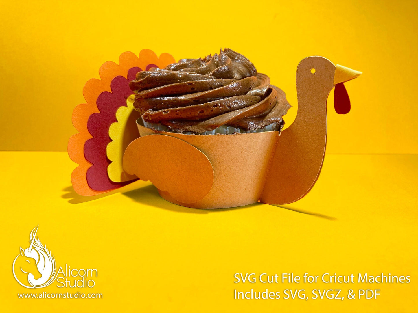 Thanksgiving Turkey Cricut Cupcake Wrap 3D Paper SVG File Cut File Liner Wrapper Party Decor