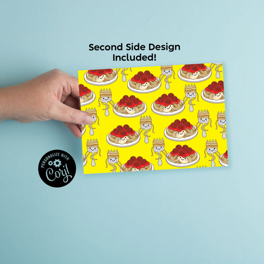 Spaghetti Noodles Pasta Invitation Birthday Party Editable Digital Download Italian Food Kawaii Cartoon