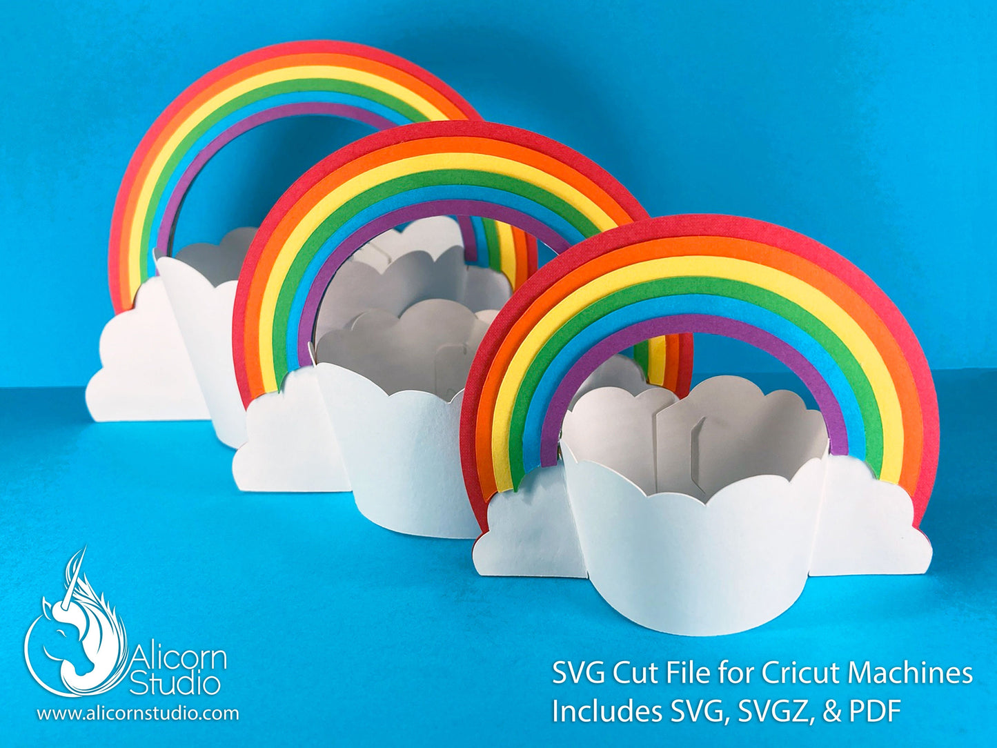 Rainbow Cupcake Liner Wrapper 3D Paper SVG File Cut File for Cricut Wrap Party Decor