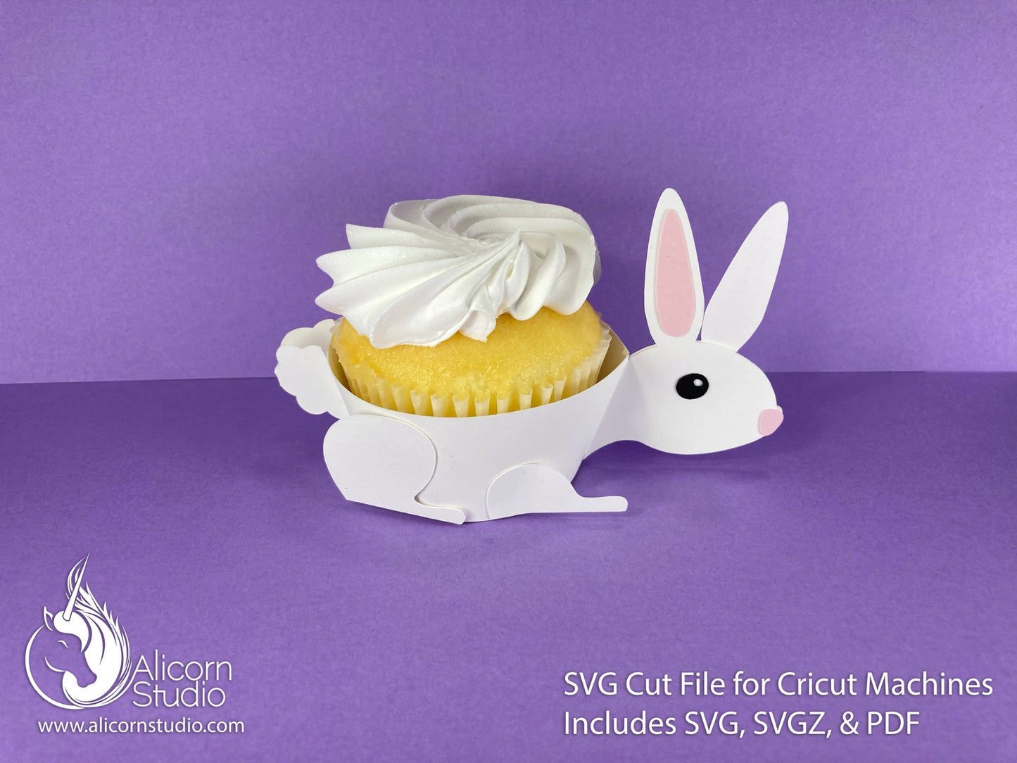 Bunny Rabbit Cricut Cupcake 3D SVG Cut File for Paper Wrap Liner Wrapper Easter Party Decor