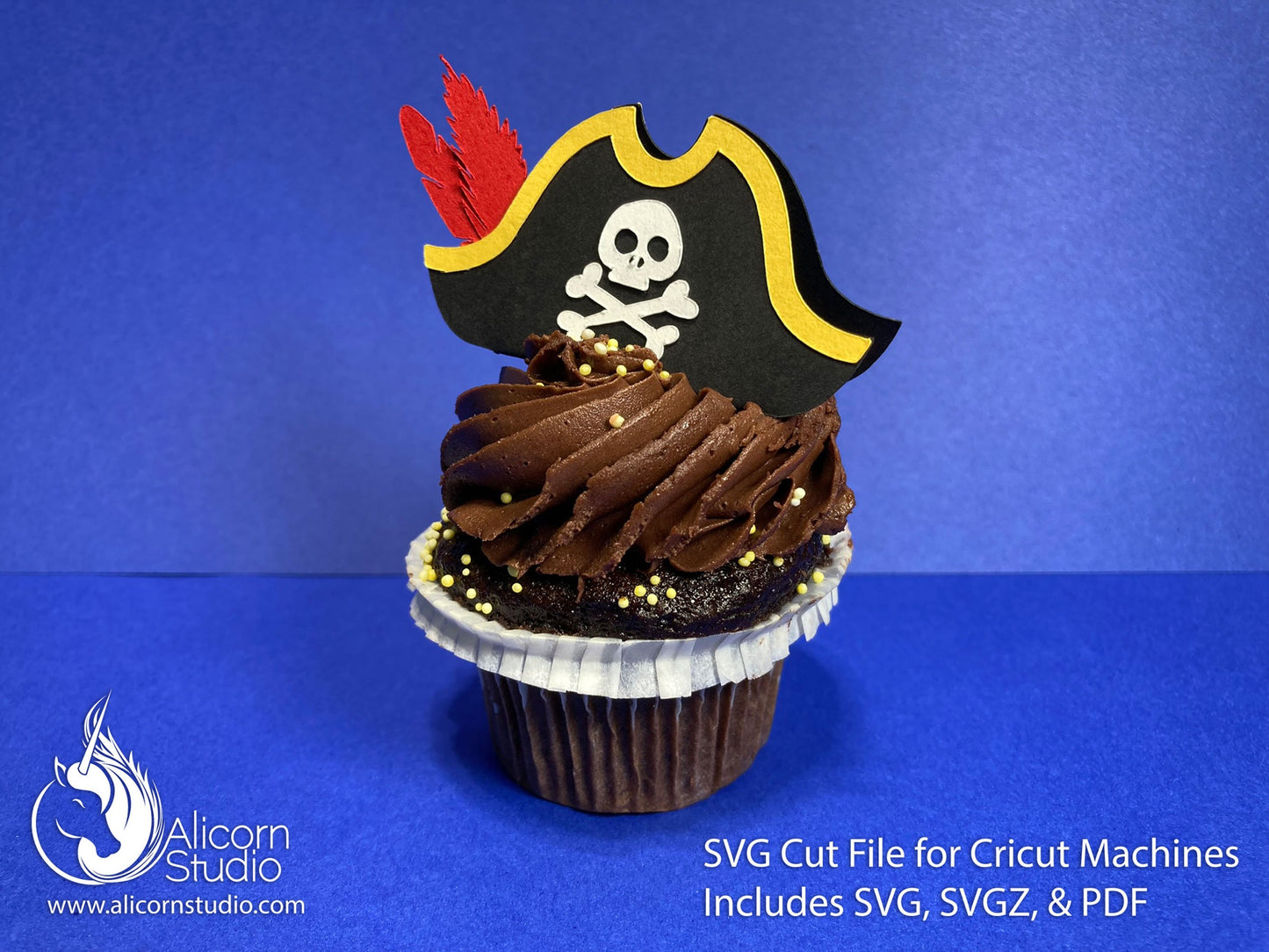 Mini 3D Pirate Hat SVG File Paper Cut File for Cricut Cupcake Topper Birthday Party Decor