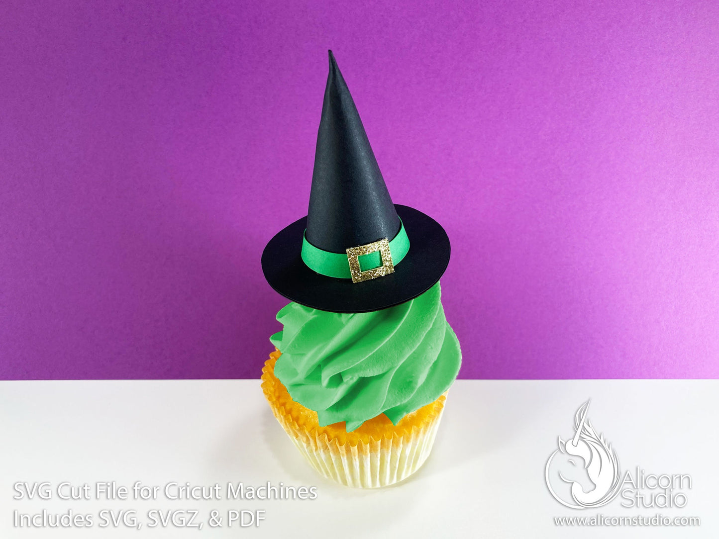 3D Paper Witch Hat SVG File Cut File for Cricut Cupcake Topper Halloween Party Decor