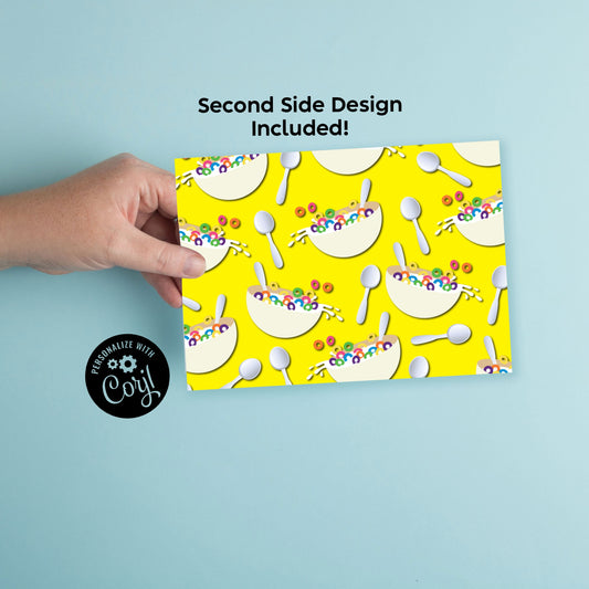 Cereal Bowl Birthday Party Invitation Editable Digital Download Sleepover Cute Kids