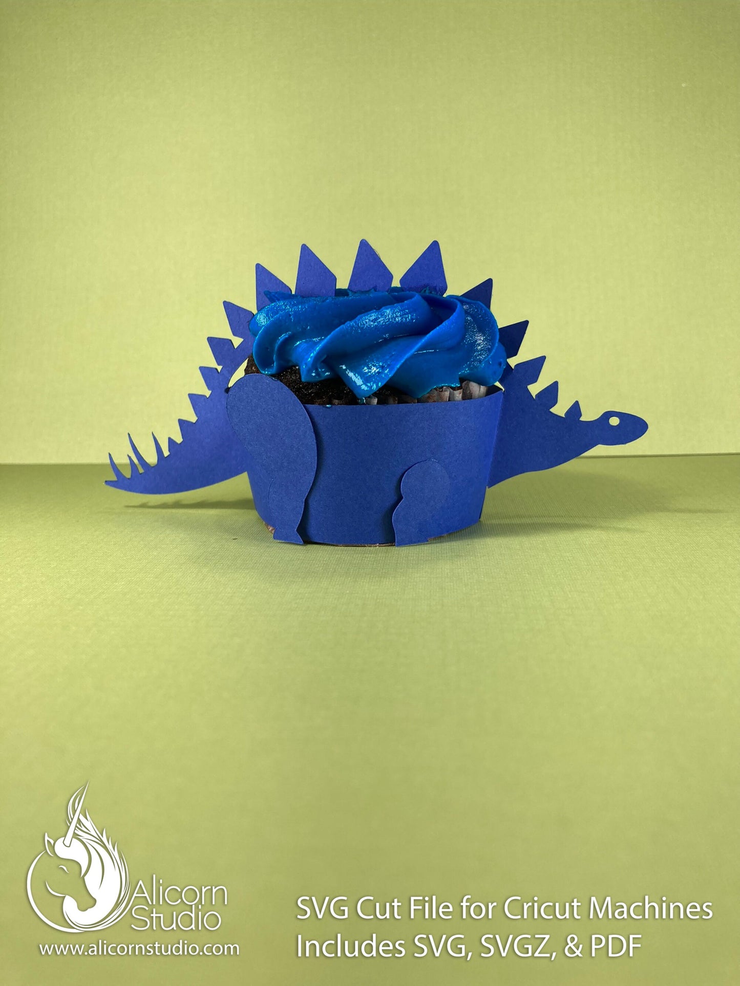 Stegosaurus Dinosaur SVG Cricut Cut File 3D Paper Cupcake Wrap Liner Wrapper Party Decor