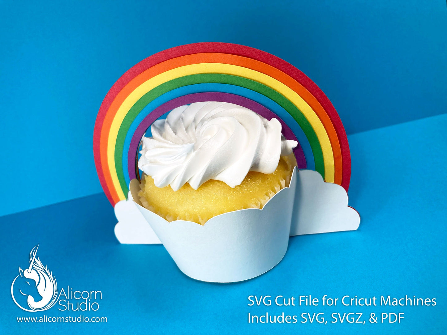 Rainbow Cupcake Liner Wrapper 3D Paper SVG File Cut File for Cricut Wrap Party Decor
