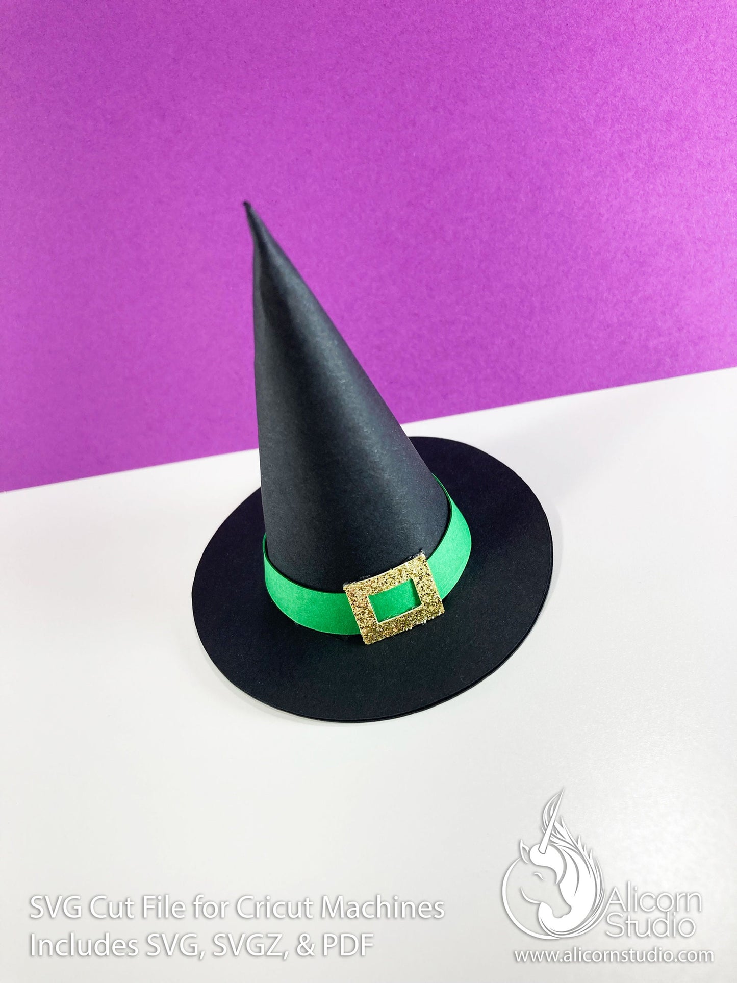 3D Paper Witch Hat SVG File Cut File for Cricut Cupcake Topper Halloween Party Decor