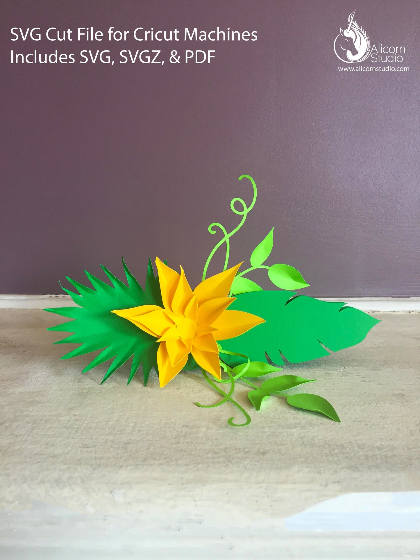 Tropical Flower Place Cards SVG File Cut File for Cricut Hawaiian Luau Wedding Party