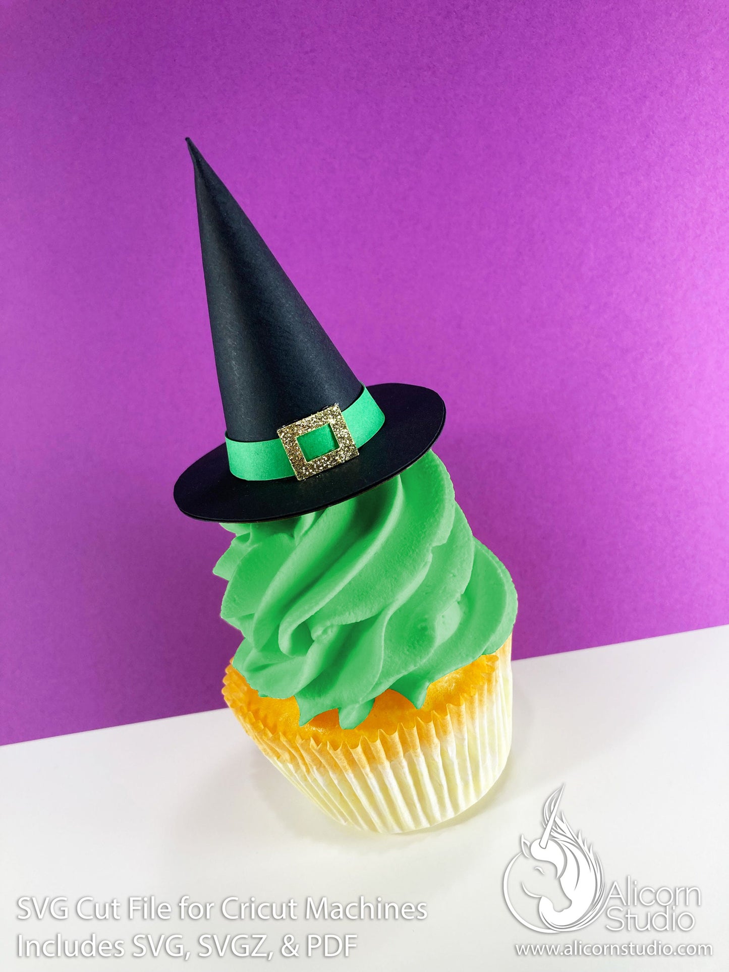 3D Paper Witch Hat SVG File Cut File for Cricut Cupcake Topper Halloween Party Decor
