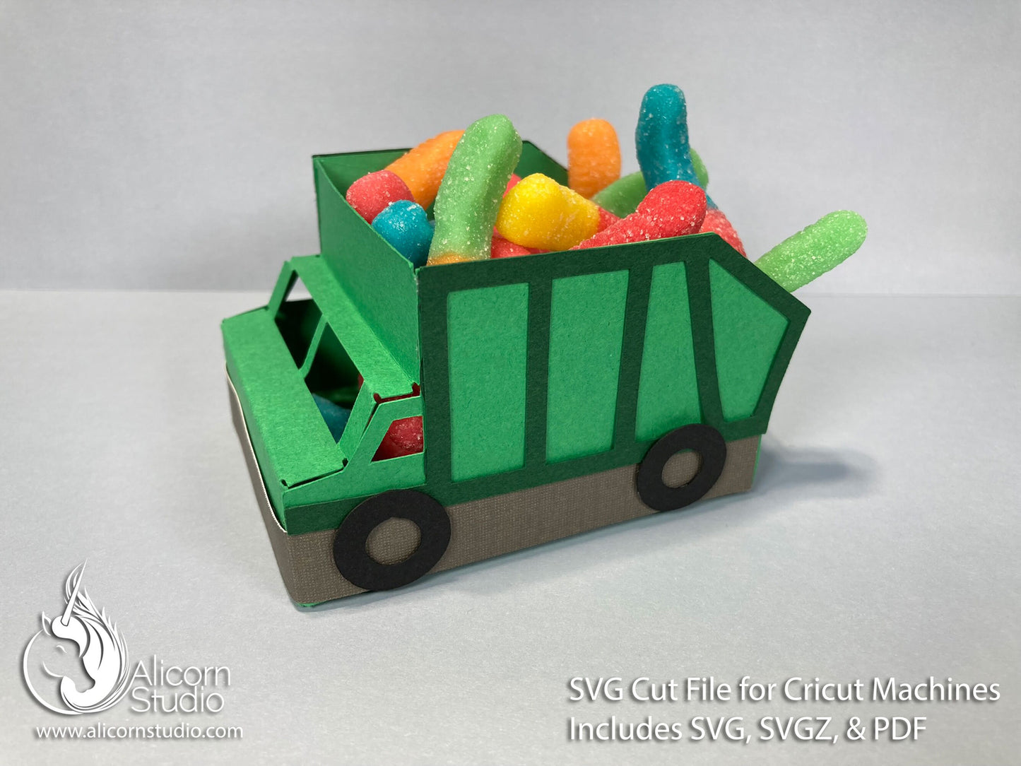 3D Cupcake Wrap Trucks Pack Dump Trucks & Garbage Trucks - SVG Cricut Cut File Cupcake Wrap Liner Wrapper Birthday Party Decor