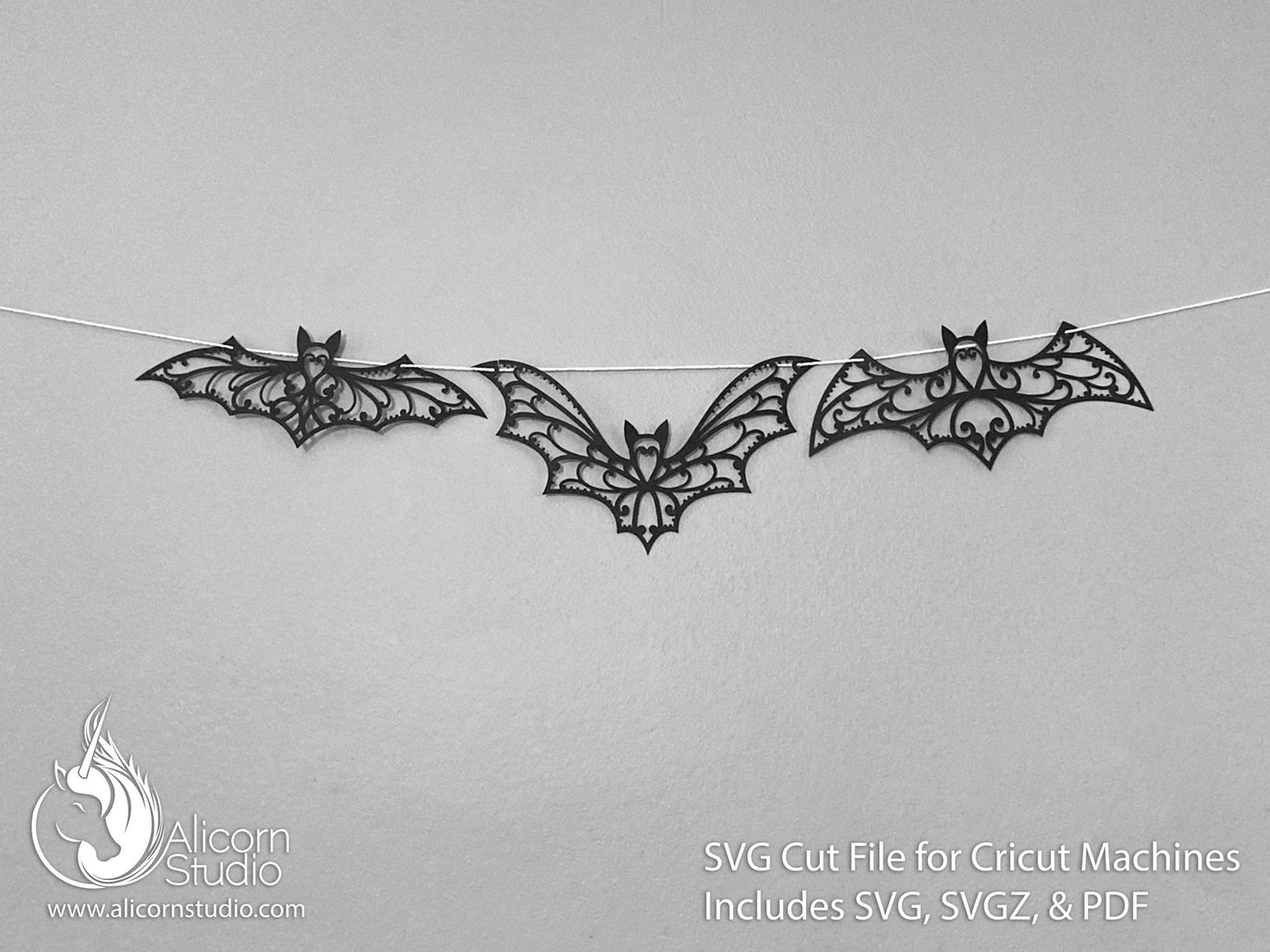 Halloween Bat Cricut SVG Cut File Fancy Lace Banner Decor