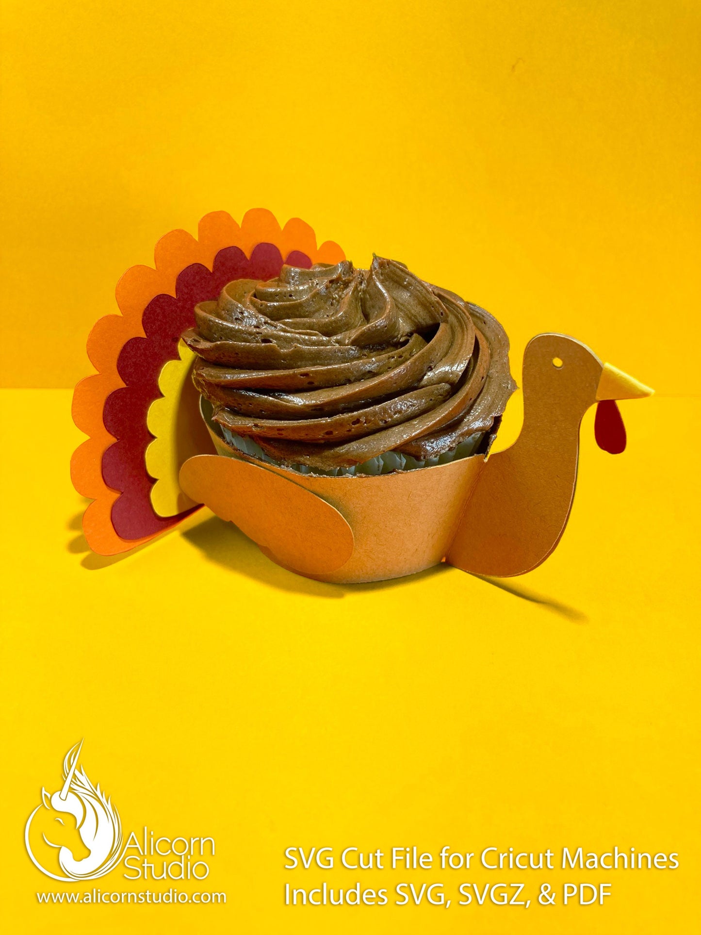 Thanksgiving Turkey Cricut Cupcake Wrap 3D Paper SVG File Cut File Liner Wrapper Party Decor