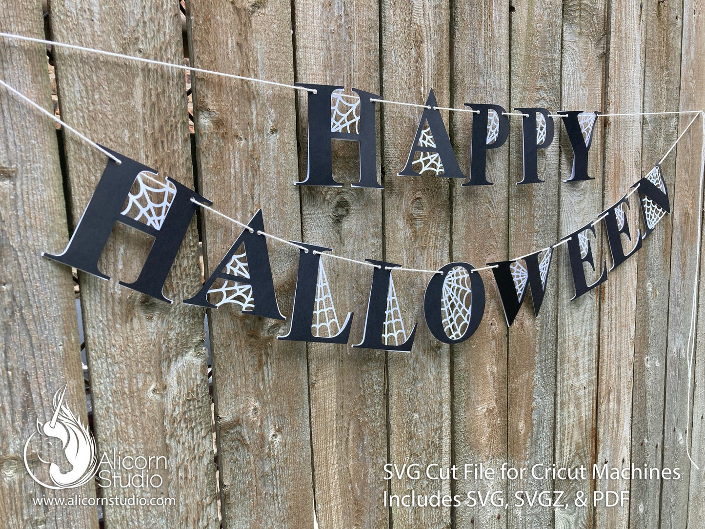 Halloween Spider Web Letters Cricut SVG 3D Paper Banner Bunting Cut File for Decor