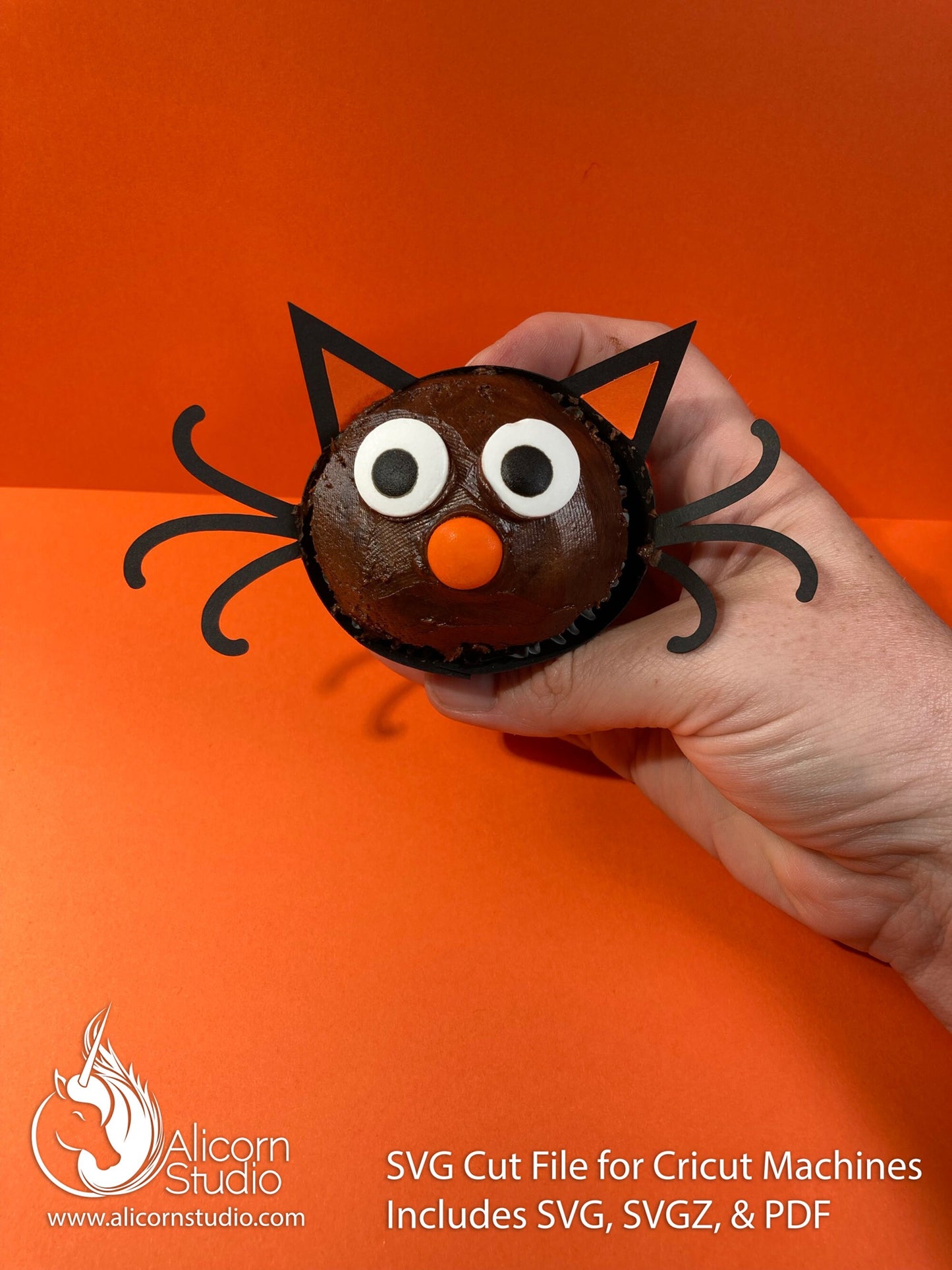 Halloween Black Cat Face 3D Cupcake Wrap Paper SVG Cut File for Cricut Liner Wrapper Party Decor