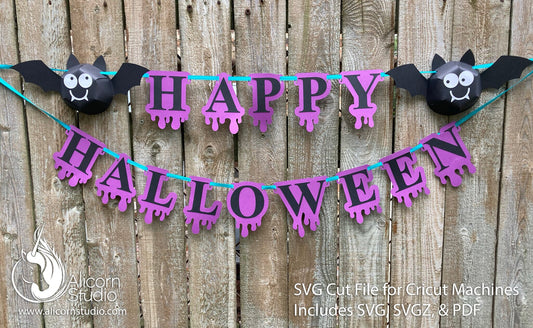 3D Halloween Bat Cricut SVG Paper Banner Bunting Cut File for Decor