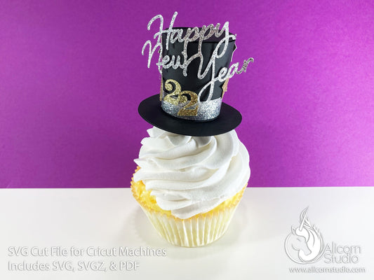 3D Paper New Years Eve Top Hat SVG File Cut File for Cricut Cupcake Topper Party Decor