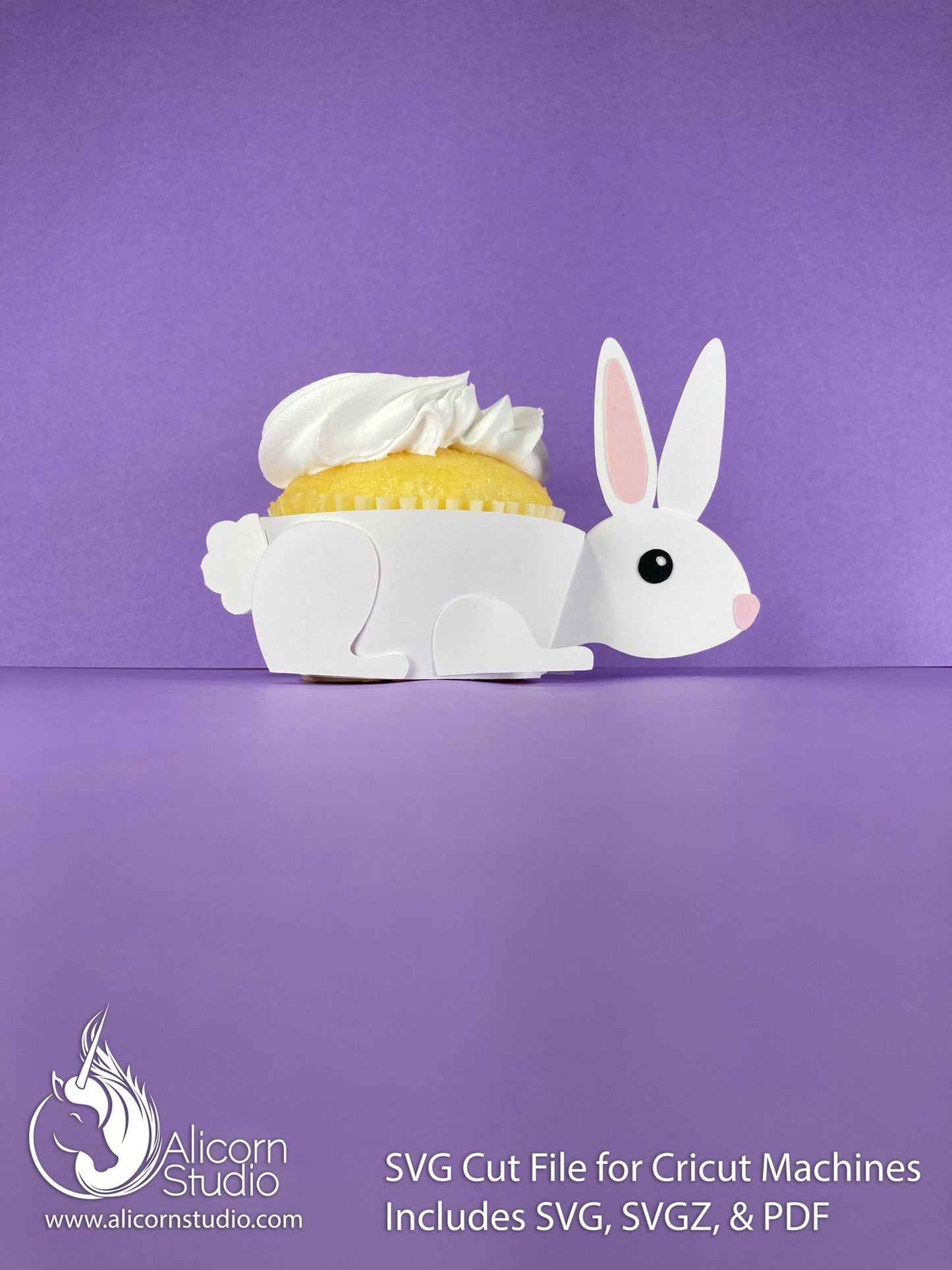 Bunny Rabbit Cricut Cupcake 3D SVG Cut File for Paper Wrap Liner Wrapper Easter Party Decor