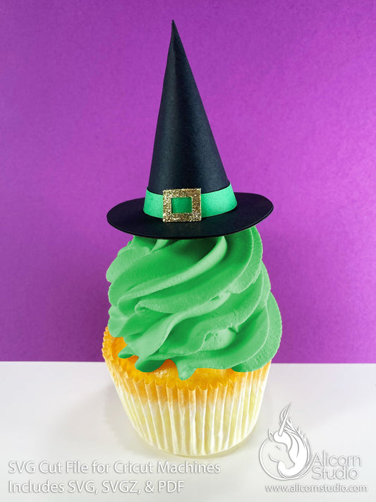 3D Paper Witch Hat SVG File Cut File for Cricut Cupcake Topper Halloween Party Decor