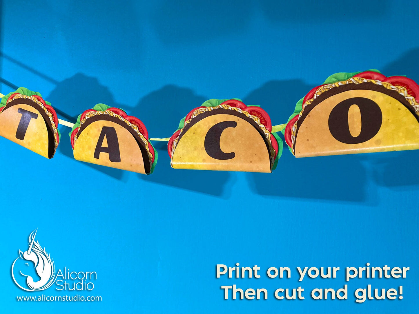 Printable Taco Banner 3D File Mexican Fiesta Party Decor Birthday