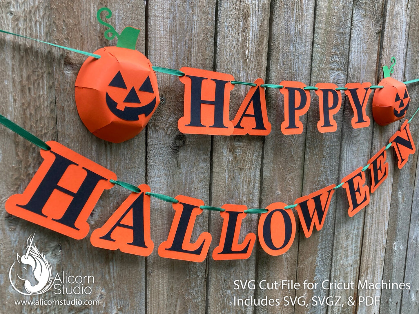 Halloween Cricut SVG 3D Paper Jack o Lantern Pumpkin Banner Bunting Cut File for Decor