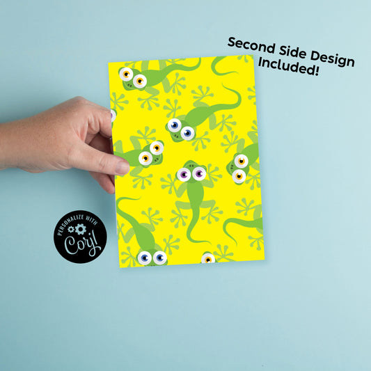 Lizards Geckos Birthday Party Invitation Editable Digital Download Cute Kids Cartoon