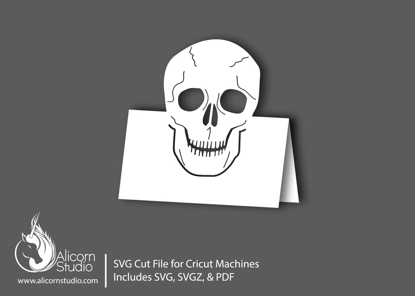 Skull Gothic Wedding Place Card SVG File Cut File for Cricut Halloween Skeleton