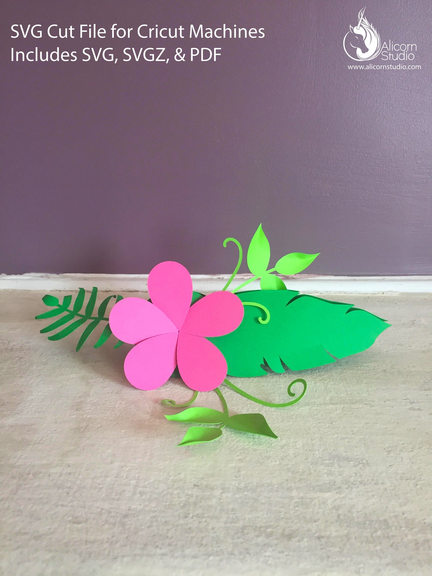 Tropical Flower Place Cards SVG File Cut File for Cricut Hawaiian Luau Wedding Party