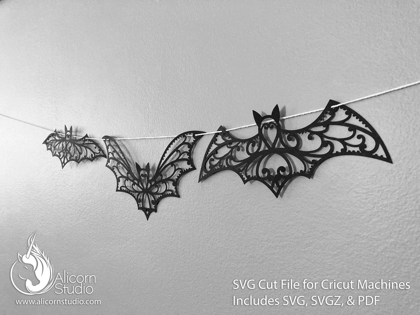 Halloween Bat Cricut SVG Cut File Fancy Lace Banner Decor