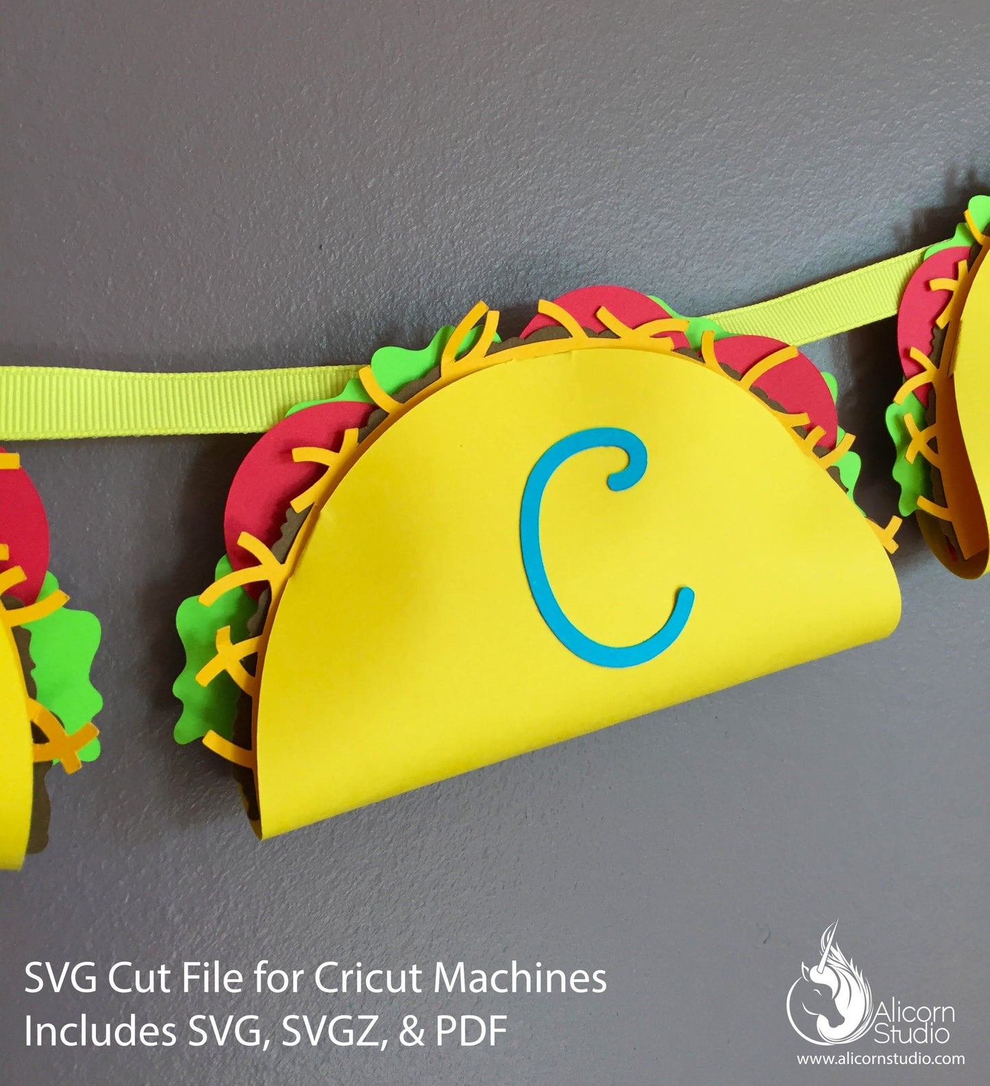 3D Paper Taco Banner Bunting SVG File Cut File for Cricut Mexican Fiesta Kids Birthday Party Decor