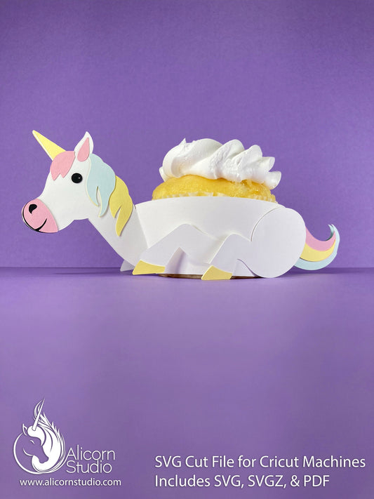 Unicorn Cricut Cupcake 3D SVG Cut File for Paper Wrap Liner Wrapper Party Decor