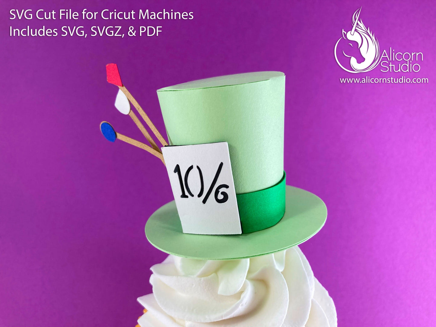 3D Paper Mad Hatter Alice in Wonderland SVG File Cut File for Cricut Cupcake Topper Tea Birthday Party Decor