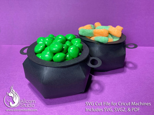 3D Paper Witch Cauldron SVG File Cut File for Cricut Favor Treat Halloween Party Decor