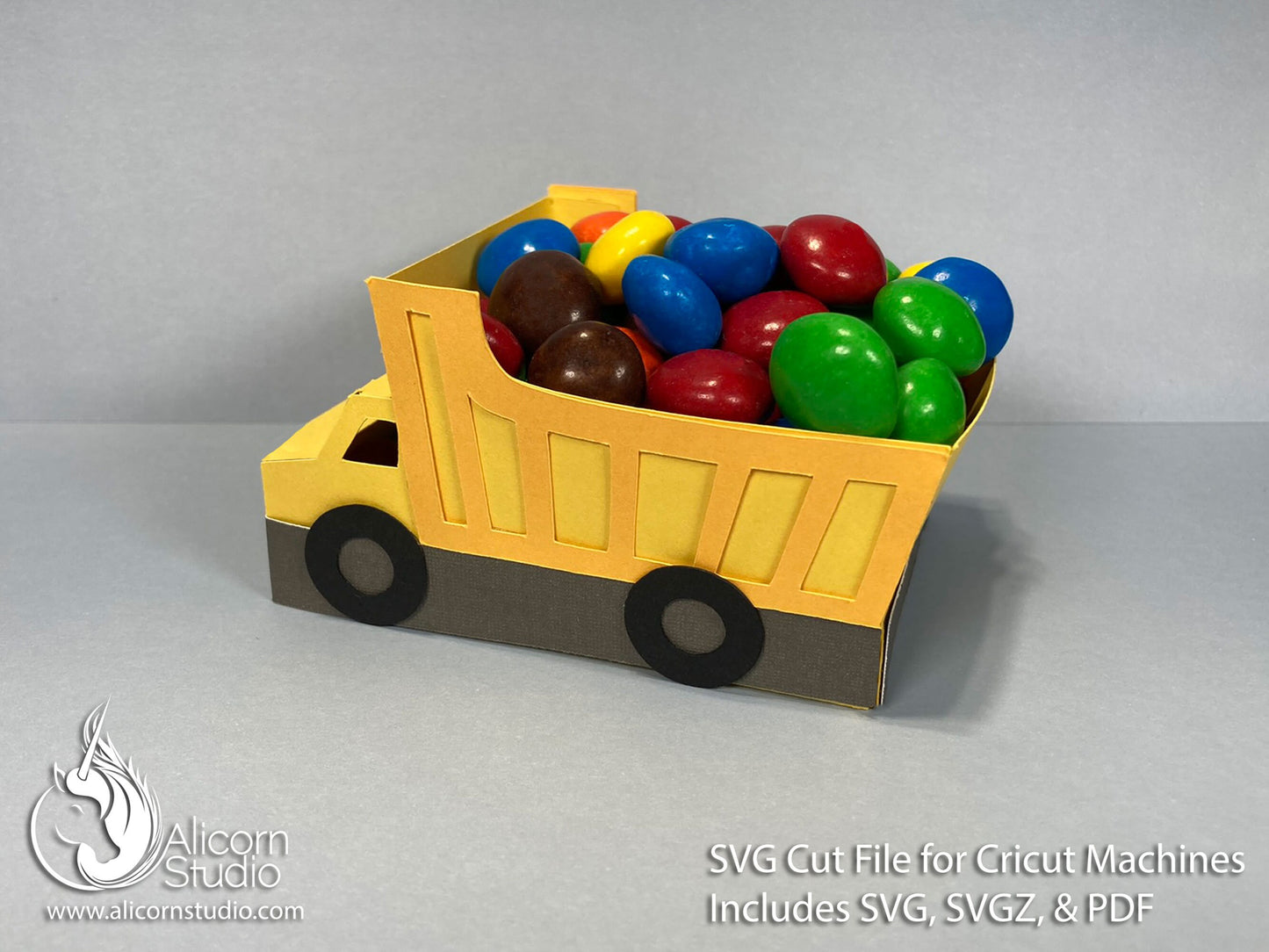 Dump Truck SVG Cricut Cut File 3D Paper Favor Cupcake Wrap Liner Wrapper Birthday Party Decor
