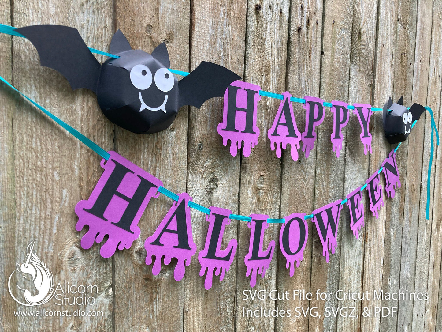 3D Halloween Bat Cricut SVG Paper Banner Bunting Cut File for Decor