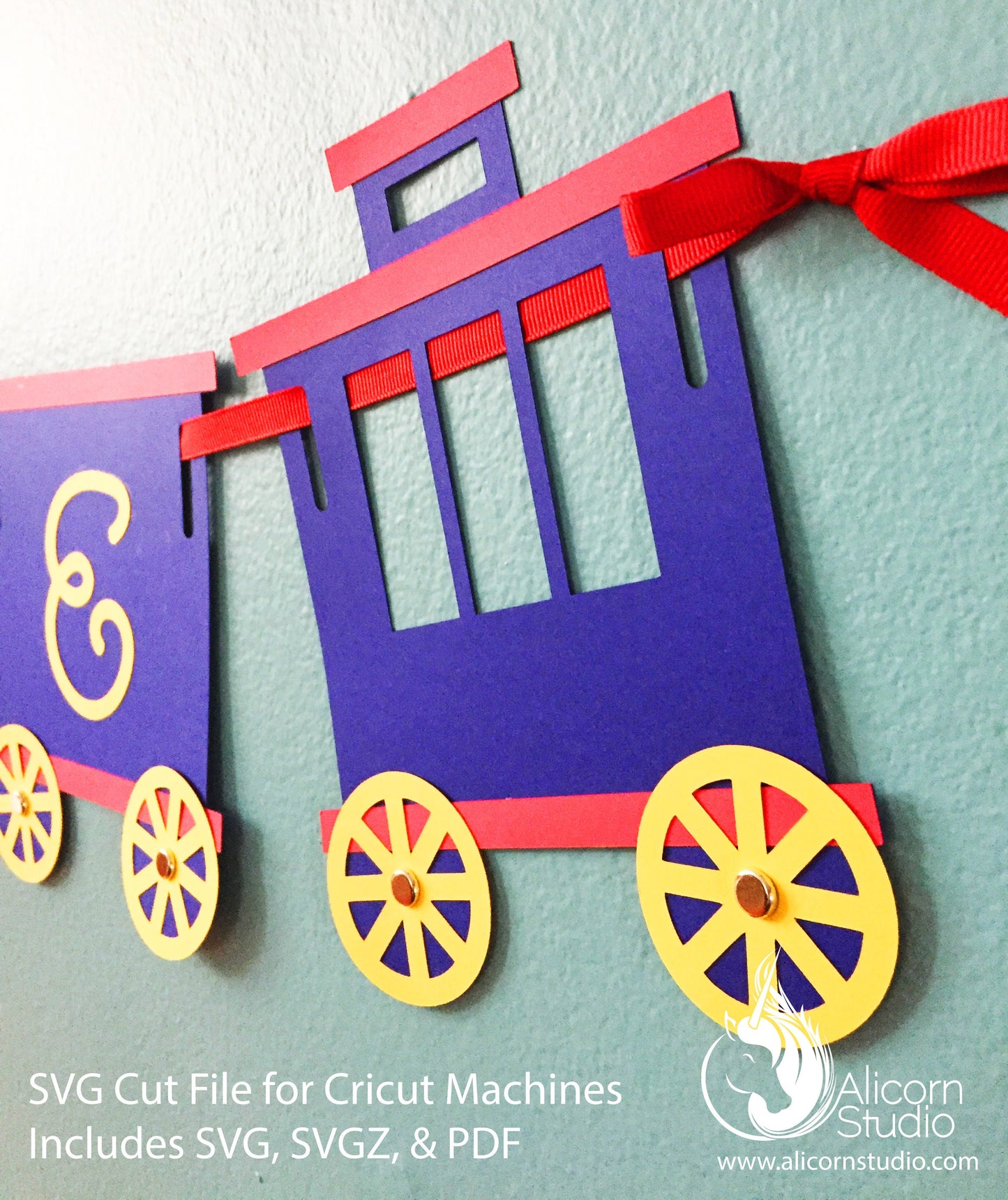 Train Banner Bunting SVG File Cut File for Cricut Kids Birthday Party Decor