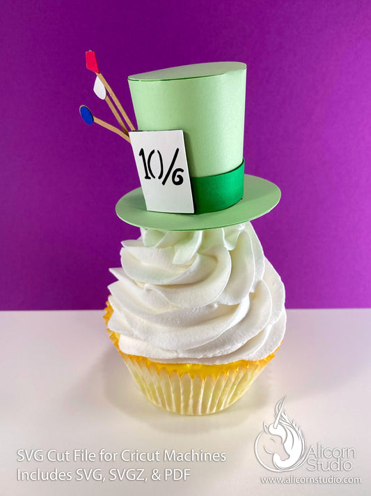 3D Paper Mad Hatter Alice in Wonderland SVG File Cut File for Cricut Cupcake Topper Tea Birthday Party Decor