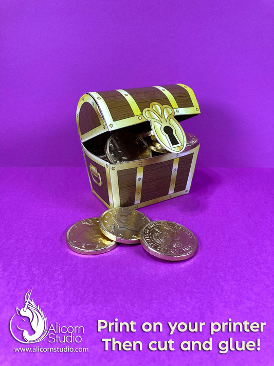Printable Treasure Chest Favor Box 3D File Pirate Party Decor Birthday