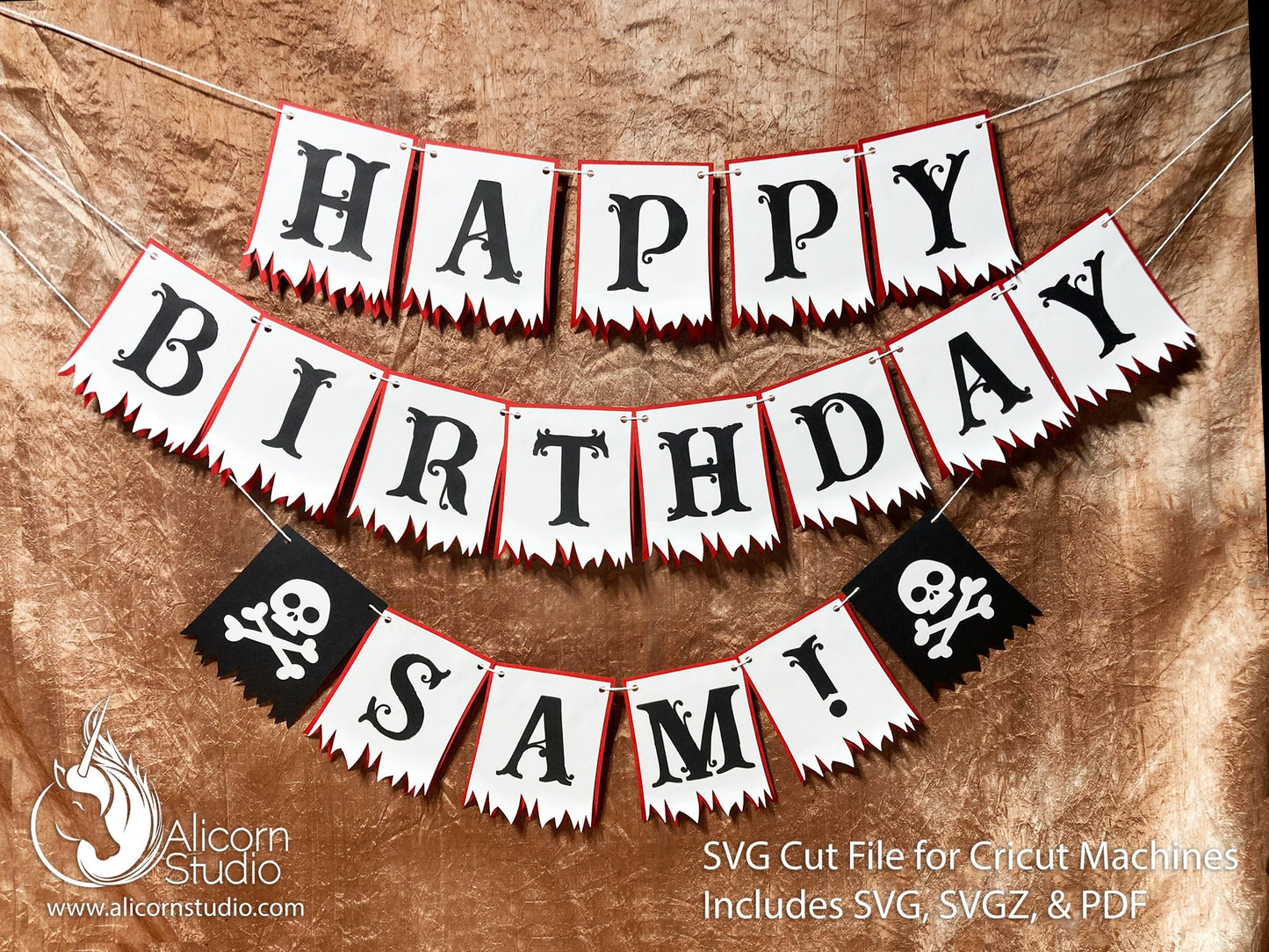 Pirate Banner Cricut SVG Cut File Party Decor Birthday 3D Paper