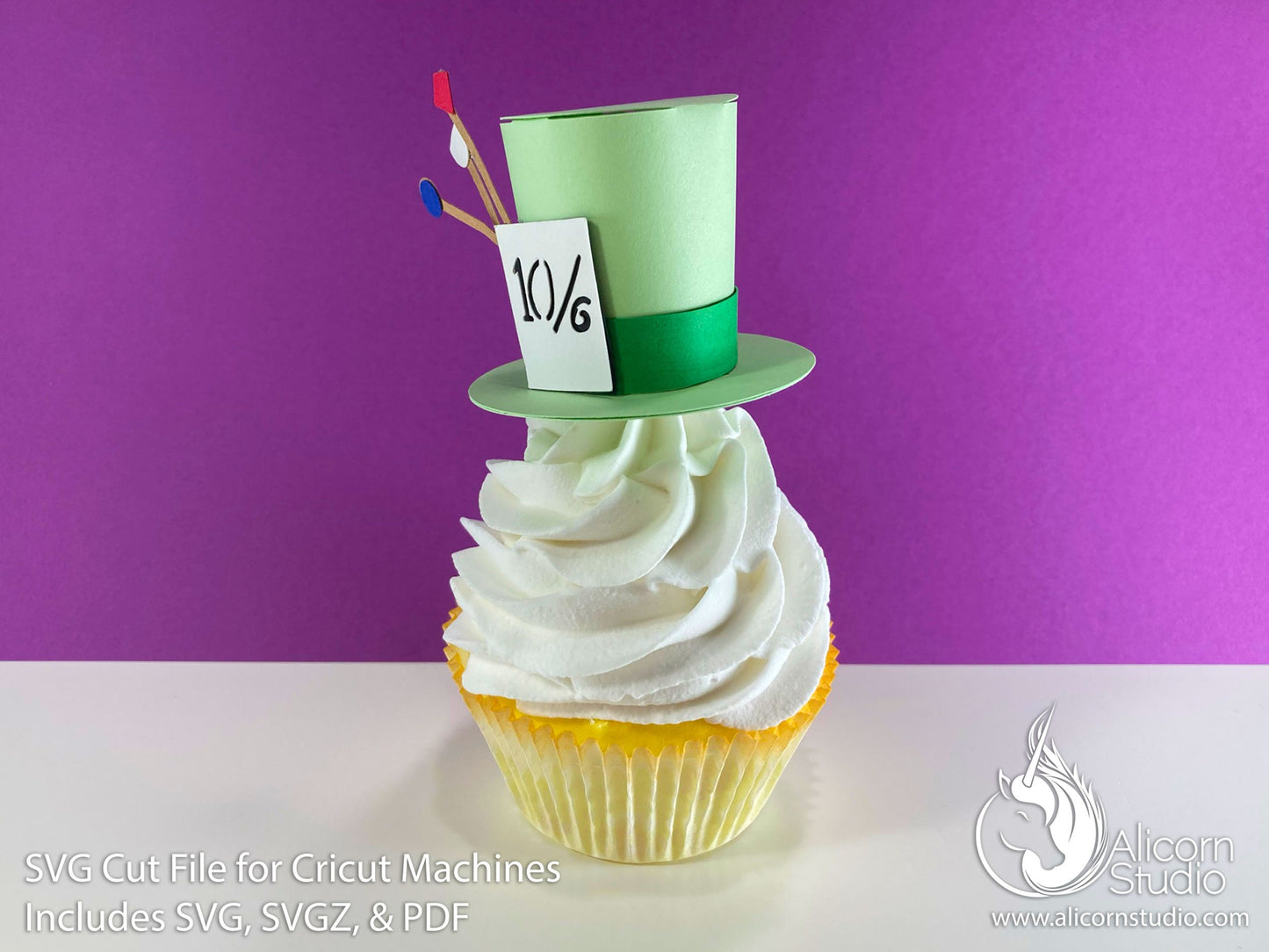 3D Paper Mad Hatter Alice in Wonderland SVG File Cut File for Cricut Cupcake Topper Tea Birthday Party Decor