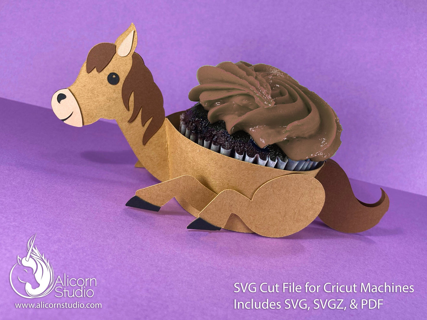 Horse Cricut Cupcake 3D SVG Cut File for Paper Wrap Liner Wrapper Cowgirl Country Party Decor
